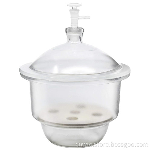 Glassware Laboratory: 300mm Clear Brown Glass Vacuum Desiccator with Stopcock - High-Quality Laboratory Equipment for Scientific Applications